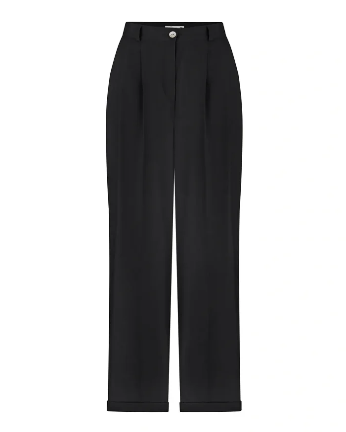 high waisted wide-leg tencel trousers - black
