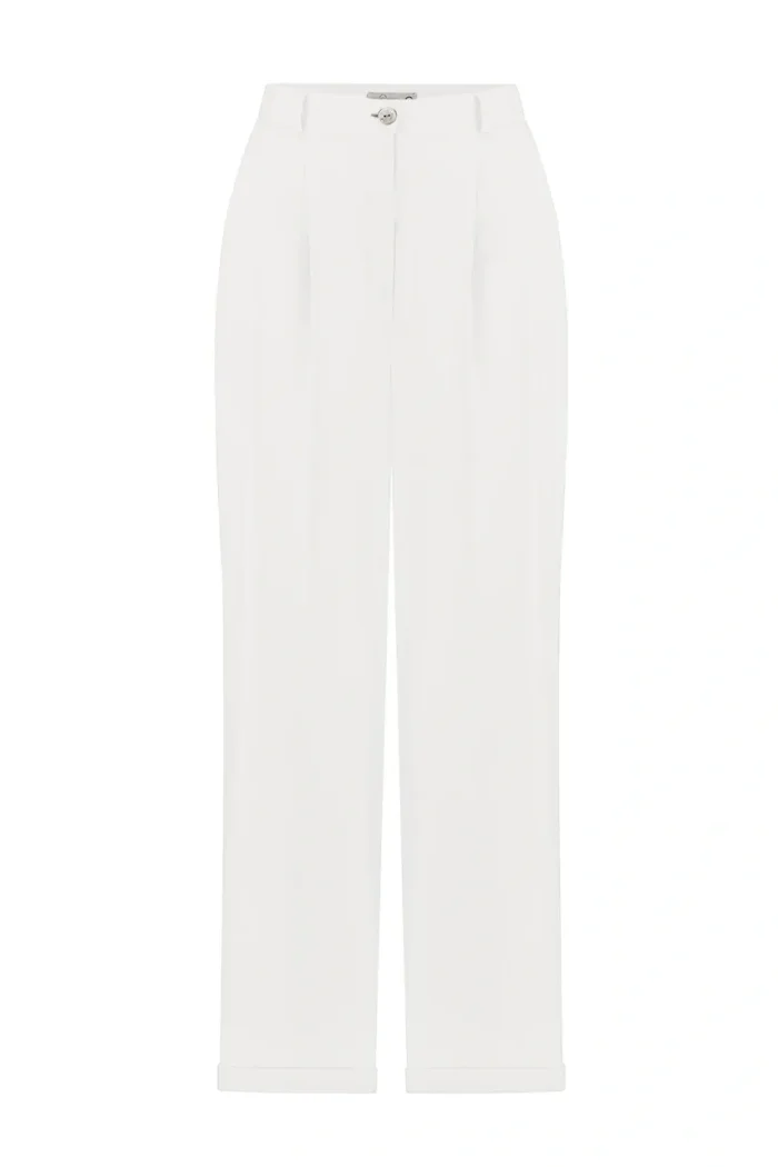 wide-leg tencel trousers with high waist - milk