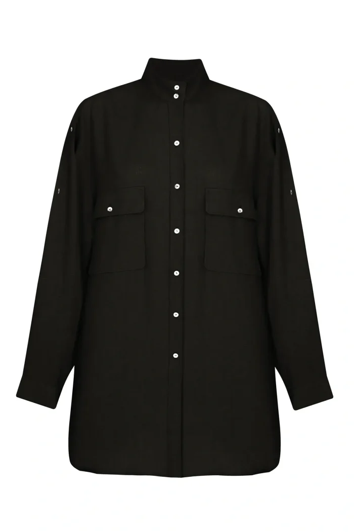 oversized linen shirt - black