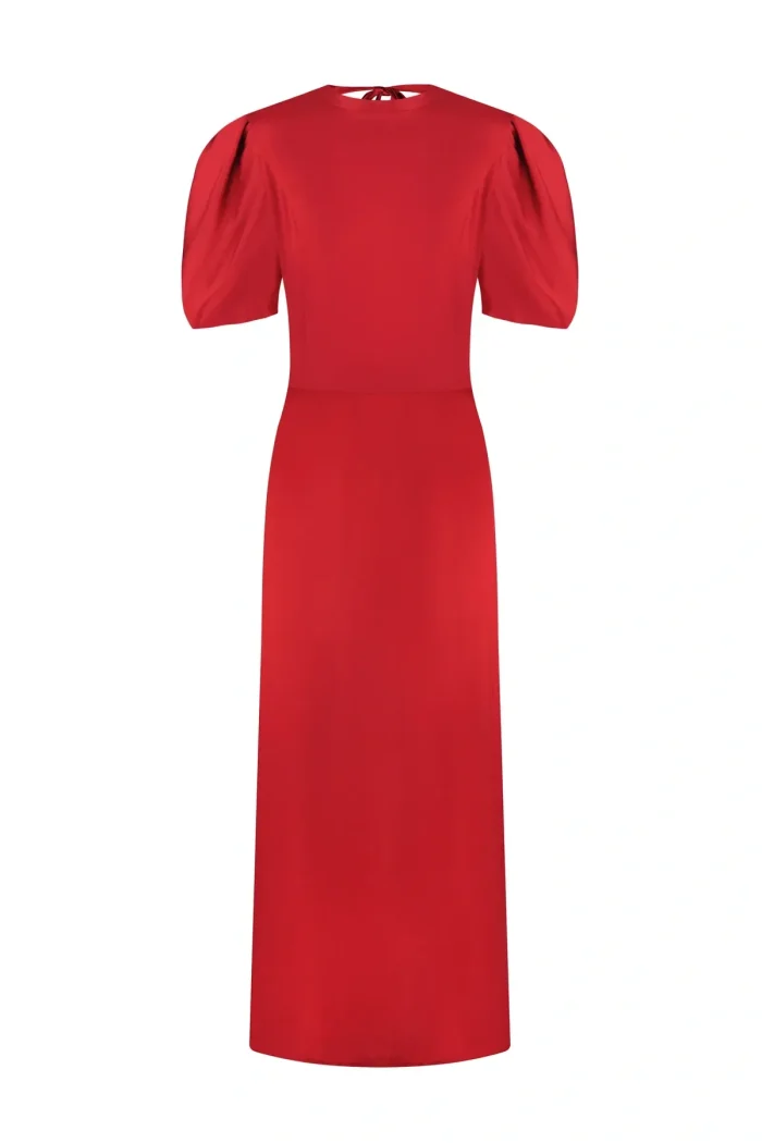 viscose dress with open back and flashlight sleeves - red