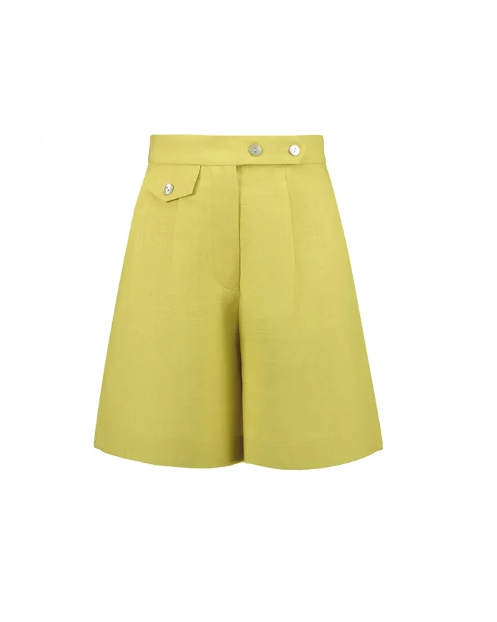 linen shorts with high waist - pear