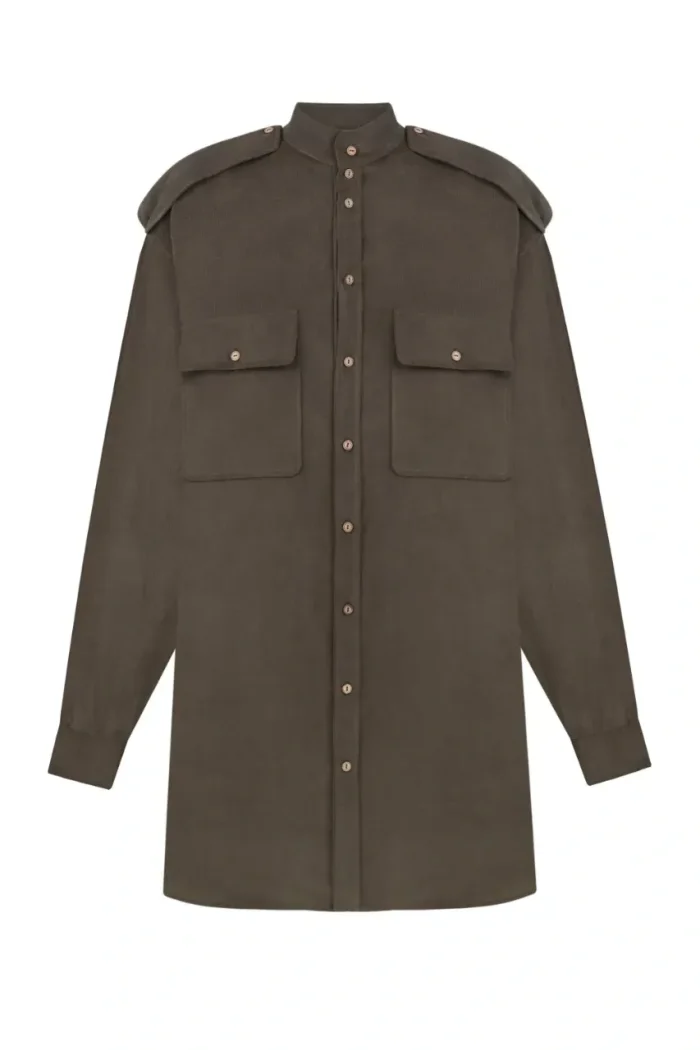 cotton shirt with decor - olive