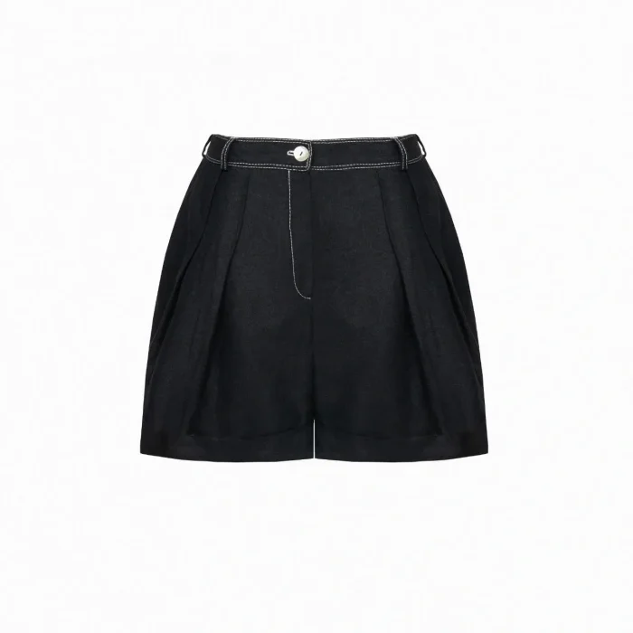 mini shorts with decorative stitching - black