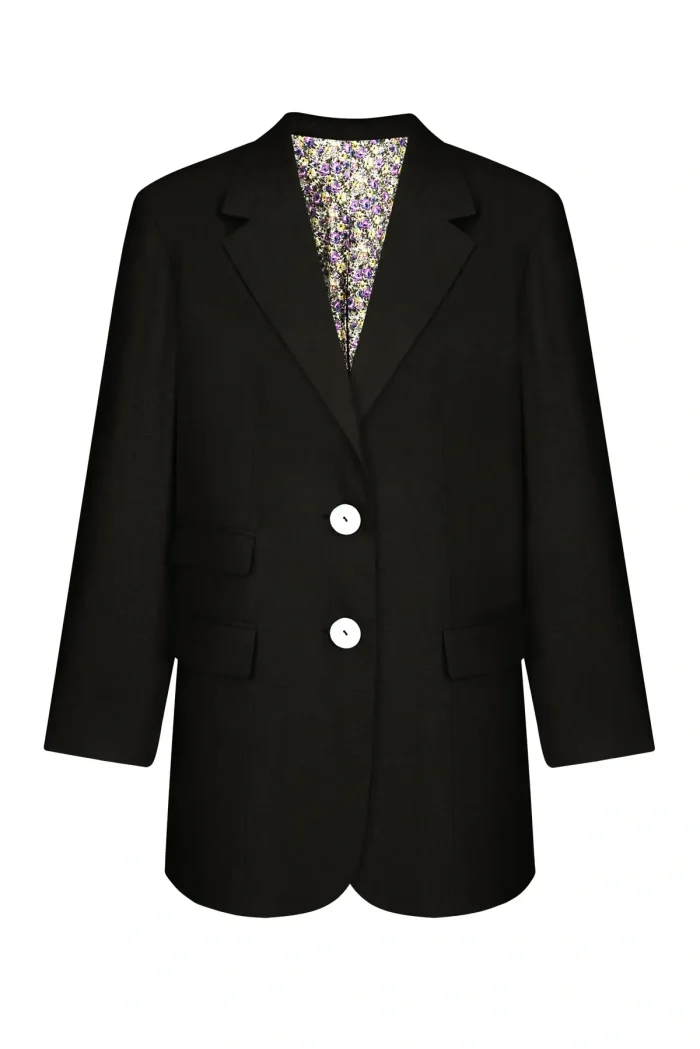 оversized linen blazer - black