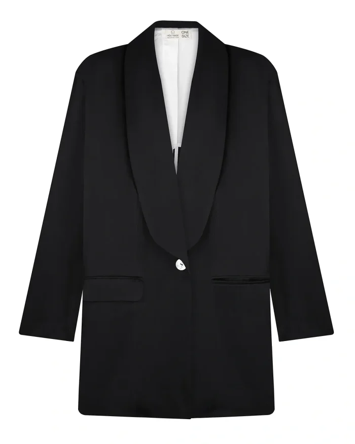 oversized single-breasted viscose blazer - black