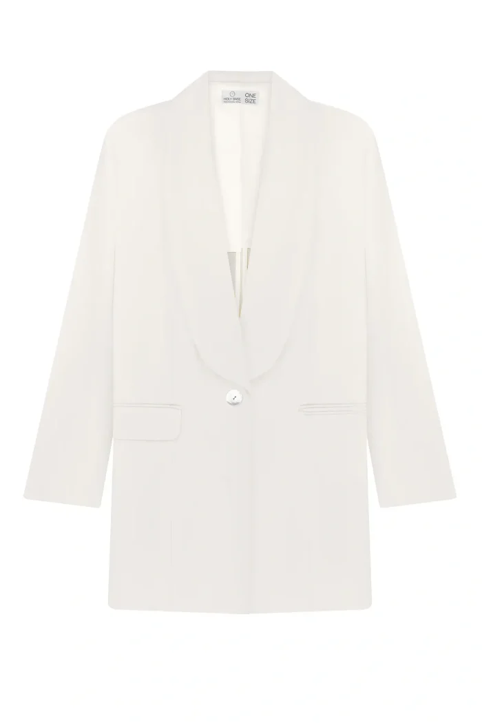 oversized single-breasted viscose blazer - milk