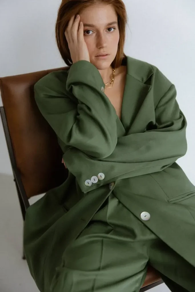 oversized tencel blazer - olive